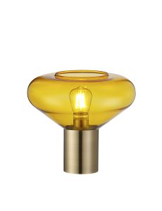 Odeyscene Wide Table Lamp, 1 x E27, Antique Brass/Yellow Glass
