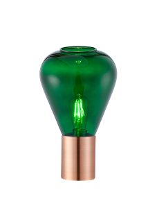 Odeyscene Narrow Table Lamp, 1 x E27, Antique Copper/Bottle Green Glass