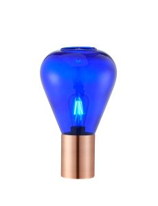 Odeyscene Narrow Table Lamp, 1 x E27, Antique Copper/Blue Ink Glass