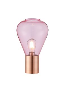Odeyscene Narrow Table Lamp, 1 x E27, Antique Copper/Pink Glass