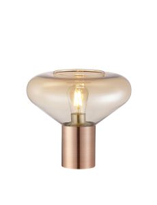 Odeyscene Wide Table Lamp, 1 x E27, Antique Copper/Amber Glass