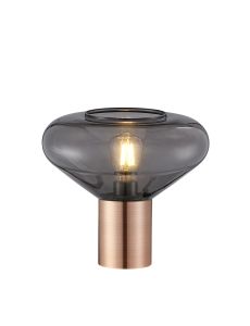 Odeyscene Wide Table Lamp, 1 x E27, Antique Copper/Inky Black Glass