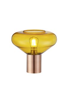 Odeyscene Wide Table Lamp, 1 x E27, Antique Copper/Yellow Glass