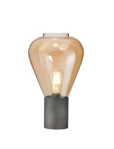 Odeyscene Narrow Table Lamp, 1 x E27, Pewter/Amber Glass