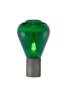 Odeyscene Narrow Table Lamp, 1 x E27, Pewter/Bottle Green Glass