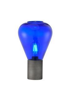 Odeyscene Narrow Table Lamp, 1 x E27, Pewter/Blue Ink Glass