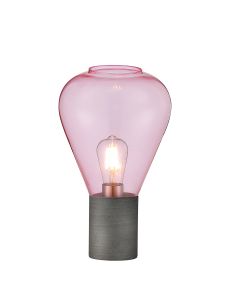Odeyscene Narrow Table Lamp, 1 x E27, Pewter/Pink Glass