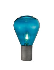Odeyscene Narrow Table Lamp, 1 x E27, Pewter/Teal Blue Glass