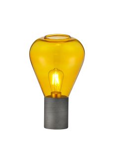 Odeyscene Narrow Table Lamp, 1 x E27, Pewter/Yellow Glass