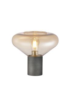 Odeyscene Wide Table Lamp, 1 x E27, Pewter/Amber Glass