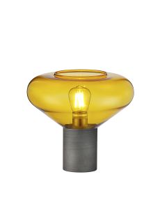 Odeyscene Wide Table Lamp, 1 x E27, Pewter/Yellow Glass