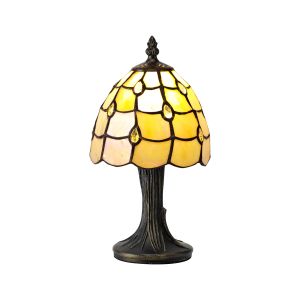 Pacemenu Tiffany Table Lamp, 1 x E14, Black/Gold, Beige/Clear Crystal Shade