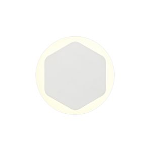 Palermo Magnetic Base Wall Lamp, 12W LED 3000K 498lm, 15/19cm Vertical Hexagonal Centre, Sand White/Round Acrylic Frosted Diffuser
