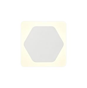 Palermo Magnetic Base Wall Lamp, 12W LED 3000K 498lm, 15cm Horizontal Hexagonal 19cm Square Centre, Sand White/Acrylic Frosted Diffuser