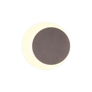 Palermo Magnetic Base Wall Lamp, 12W LED 3000K 498lm, 15/19cm Round Right Offset, Coffee/Acrylic Frosted Diffuser