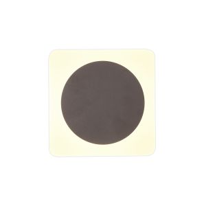 Palermo Magnetic Base Wall Lamp, 12W LED 3000K 498lm, 15cm Round 19cm Square Centre, Coffee/Acrylic Frosted Diffuser