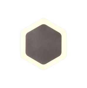 Palermo Magnetic Base Wall Lamp, 12W LED 3000K 498lm, 15/19cm Vertical Hexagonal Centre, Coffee/Acrylic Frosted Diffuser
