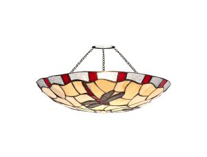 Palomino 35cm Tiffany Non-electric Uplighter Shade, Red/Cream/Clear Crystal