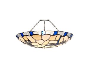 Palomino 35cm Tiffany Non-electric Uplighter Shade, Rich Blue/Cream/Clear Crystal