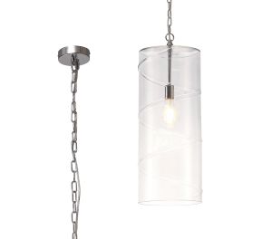Paninoteca 18.5cm Glass Cylinder Pendant, 1 Light E27, Polished Chrome/Clear