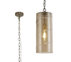 Paninoteca 18.5cm Pendant, 1 Light E27, Antique Brass/Amber