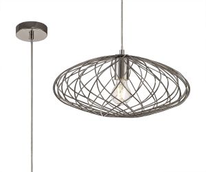 Pappardelle 40cm Elliptical Sphere Pendant, 1 x E27, Polished Nickel