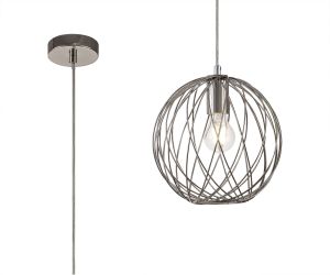 Pappardelle Sphere Pendant, 1 x E27, Polished Nickel