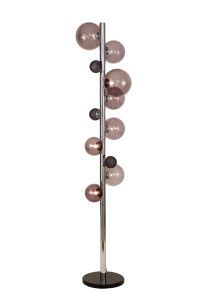 Parmingiano Floor Lamp, 8 x G9, Polished Chrome/Smoked Glass With Black Marble Base