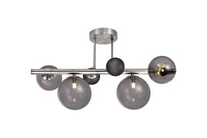 Nu Marlborough 4 Light Semi Flush Pendant. Polished Chrome / Smoked Glass Finish.