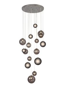 Nu Marlborough 16 Light Pendant. Polished Chrome / Smoked Glass Finish.