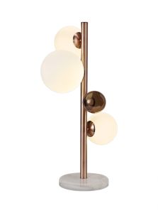 Parmingiano Table Lamp, 3 x G9, Antique Copper/Opal & Copper Glass With White Marble Base