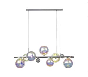 Nu Marlborough 7 Light Pendant. Polished Chrome / Iridescent Finish.