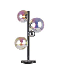 Nu Marlborough 3 Light Table Lamp. Polished Chrome / Iridescent Finish.