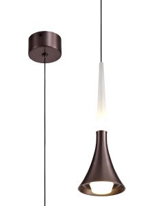 Pasticceria 1 Light Pendant, 1 x 5W LED, 3000K, 213lm, Satin Brown, 3yrs Warranty