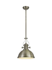 Peninaro 34cm Multi Height Pendant, 1 x E27, Antique Brass/Frosted Glass