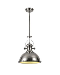 Peninaro 34cm Multi Height Pendant, 1 x E27, Polished Nickel/Frosted Glass