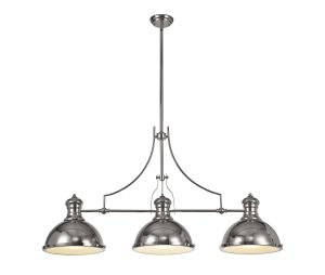 Peninaro Linear Pendant, 3 x E27, Polished Nickel/Frosted Glass