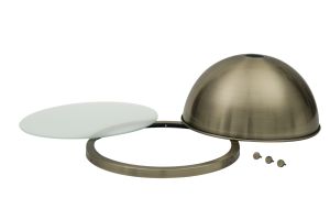 Peninaro Round 31cm Antique Brass Metal Shade (A), With Frosted Glass Diffuser And Trim