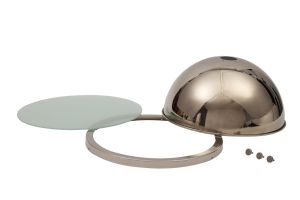 Peninaro Round 31cm Polished Nickel Metal Shade (A), With Frosted Glass Diffuser And Trim