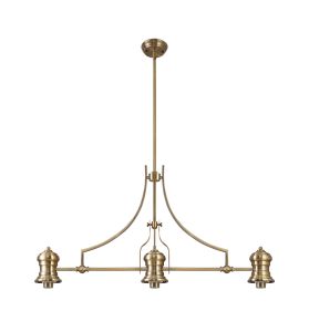 Peninaro (FRAME ONLY) Linear Pendant, 3 x E27, Antique Brass