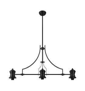 Peninaro (FRAME ONLY) Linear Multi Height Pendant, 3 x E27,Matt Black