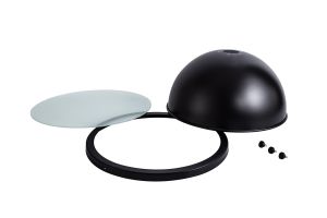 Peninaro Round 31cm Matt Black Metal Shade (A), With Frosted Glass Diffuser And Trim
