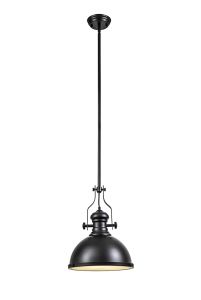 Peninaro 34cm Multi Height Pendant, 1 x E27, Matt Black/Frosted Glass