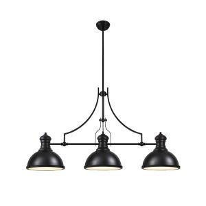 Peninaro Linear Multi Height Pendant, 3 x E27, Matt Black/Frosted Glass