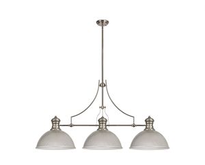 Peninaro 3 Light Linear Multi Height Pendant E27 With 38cm Dome Glass Shade, Polished Nickel, Clear