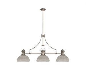 Peninaro 3 Light Linear Multi Height Pendant E27 With 30cm Prismatic Glass Shade, Polished Nickel, Clear