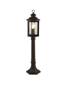 Pesosmog Post Lamp, 1 x E27, Antique Bronze/Clear Ripple Glass, IP54, 2yrs Warranty