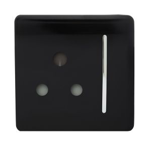 Trendi, Artistic Modern 1 Gang 15 Amp Round Pin Plug Gloss BlackFinish, BRITISH MADE, (35mm Back Box Required), 5yrs Warranty