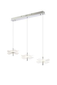 Biham Linear Pendant, 3 x 6W LED, 4000K, 1500lm, Polished Chrome, 3yrs Warranty