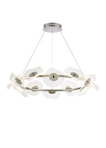 Biham 90cm Ring Pendant, 12 x 6W LED, 4000K, 4600lm, Polished Chrome, 3yrs Warranty